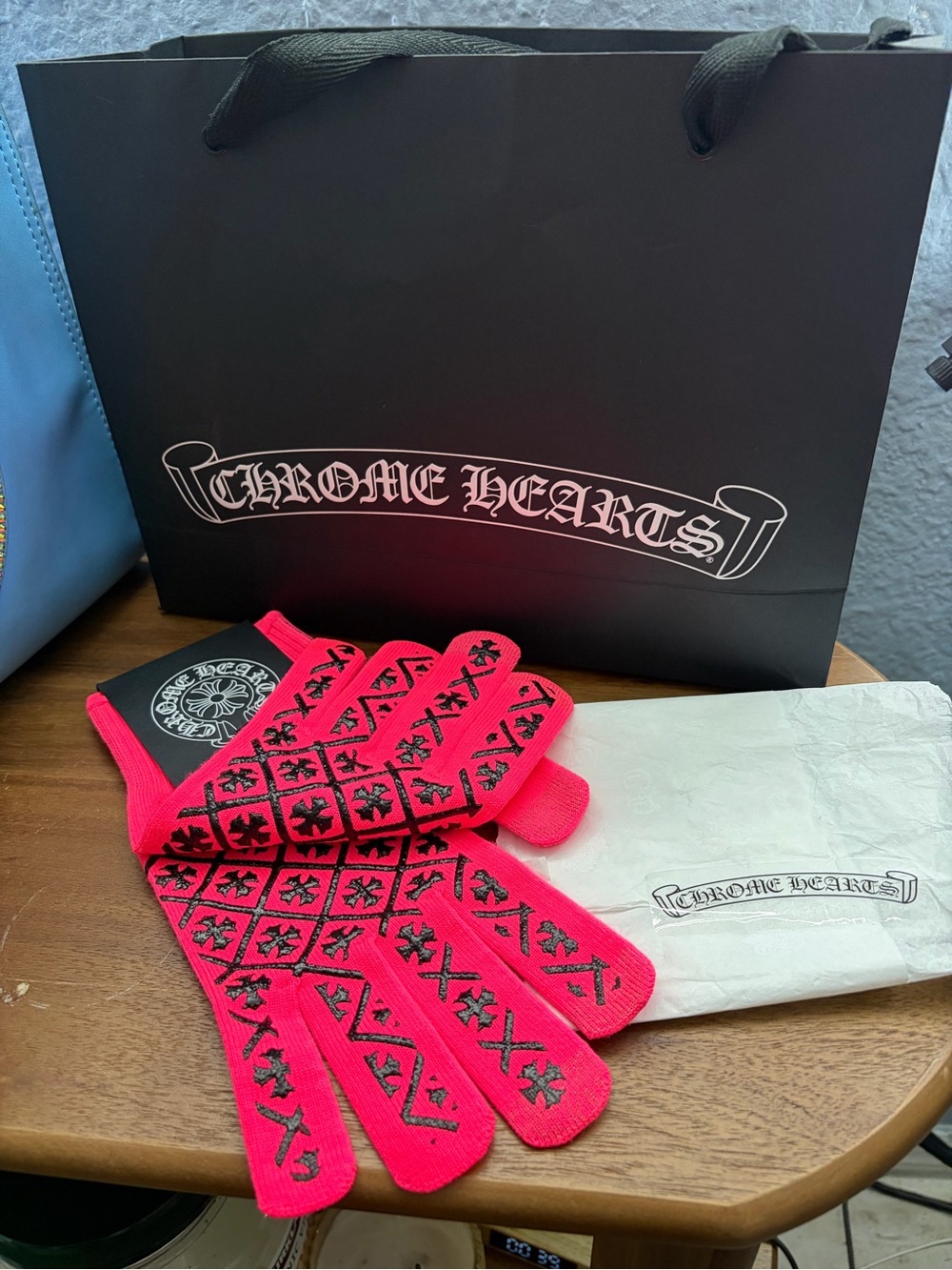 Chrome hearts gloves neon pink men’s